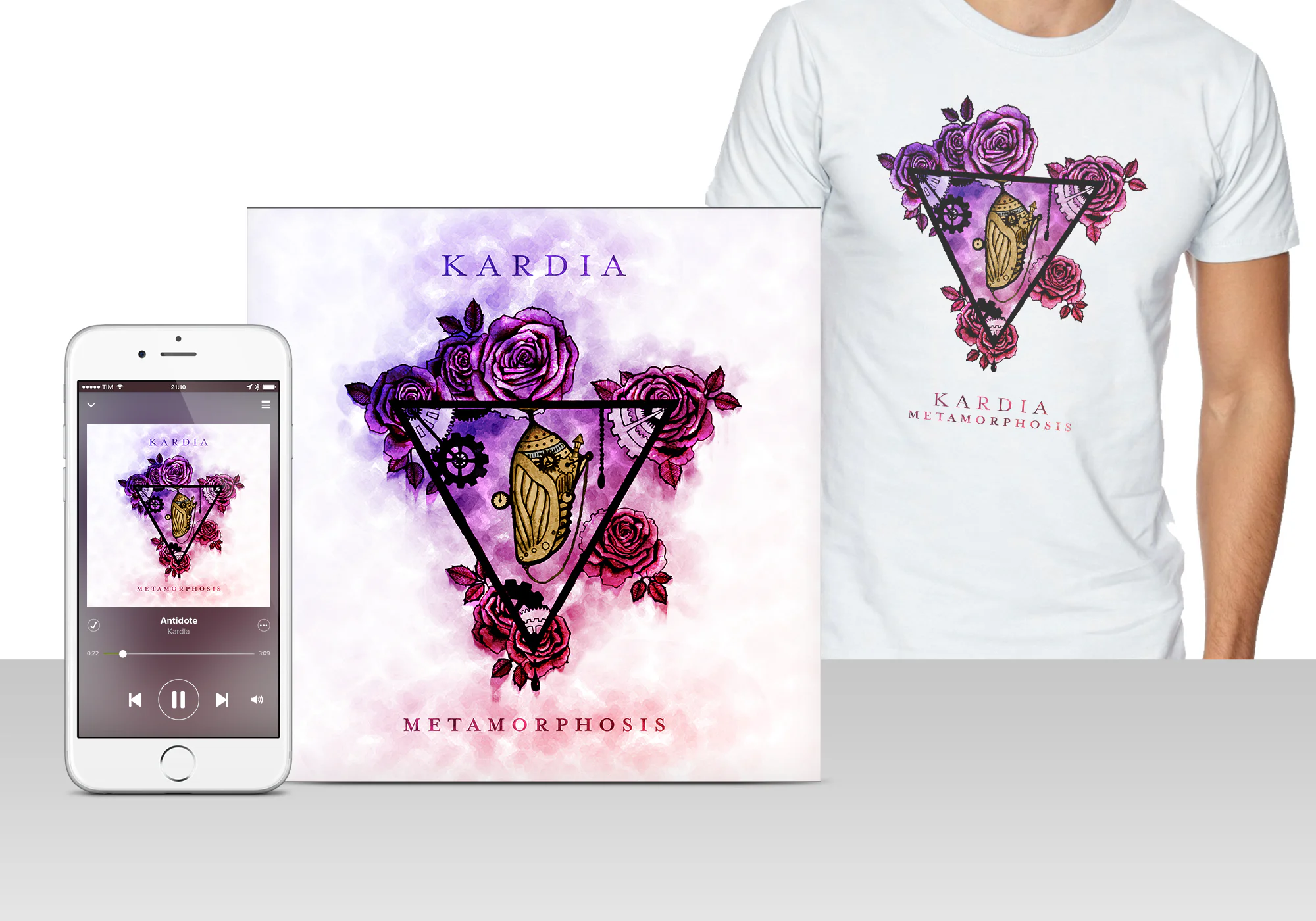 Final album and shirt designs for Kardia