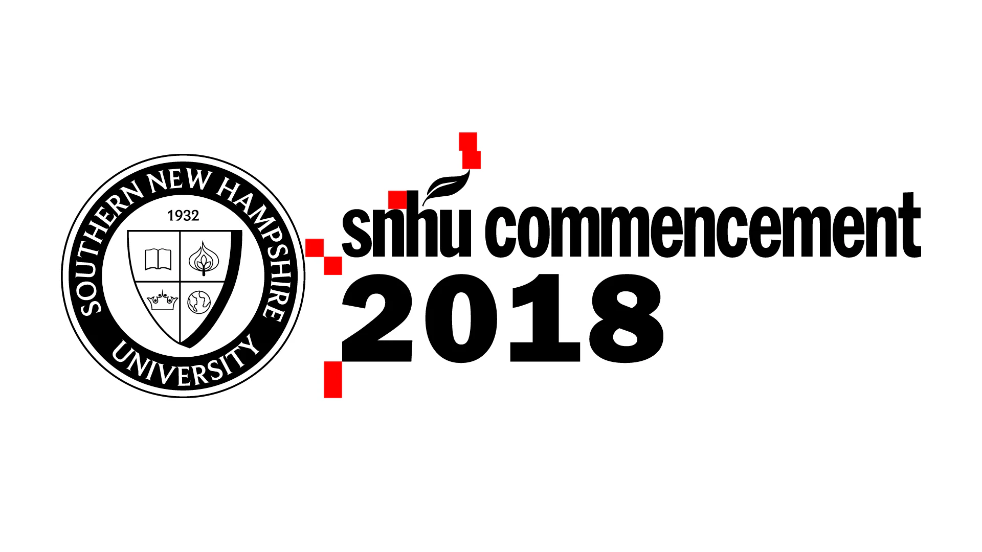 An example of a SNHU Commencement Logo concept utilizing spacing blocks and fonts based on the official SNHU brand guidelines.