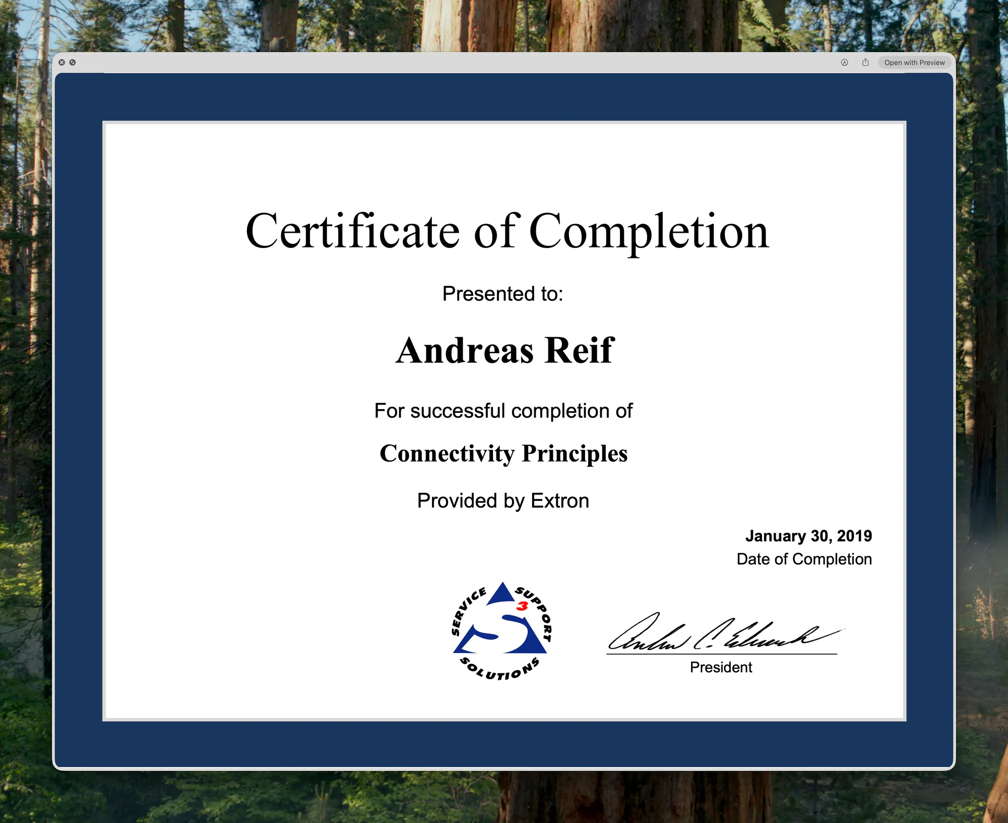 Certificate for Connectivity Principles