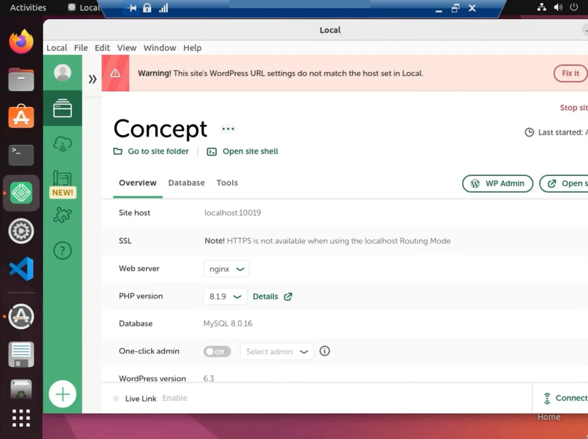 LocalWP running on Ubuntu running in Hyper-V running on Windows running on a 2011 Asus laptop